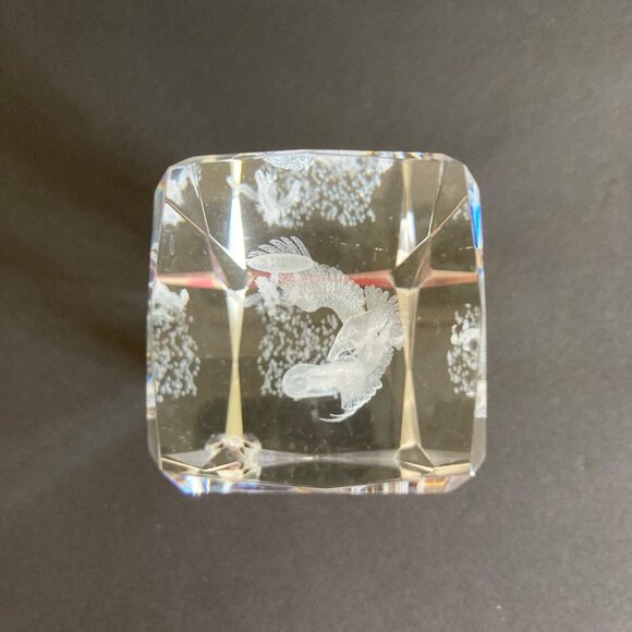 3D Laser Etched Crystal Block Paperweight Kokopelli With Flute Under Eagle Moon - Picture 5 of 8